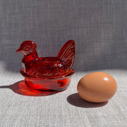 Nesting Hen Bowl & Lid - TANGERINE (Pumpkin)| Hand Blown Glass - Colombia