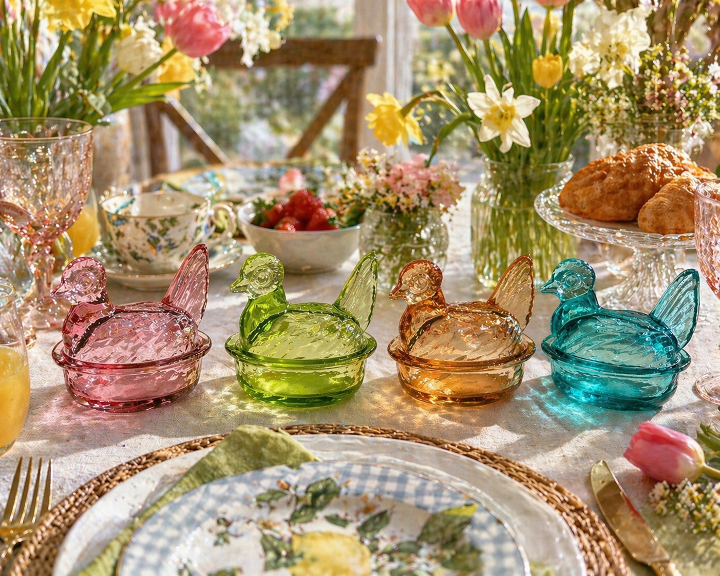 Nesting Hen Bowl & Lid - ROSE | Hand Blown Glass - Colombia