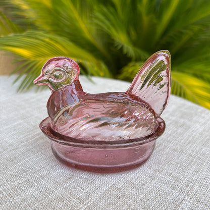 Nesting Hen Bowl & Lid - ROSE | Hand Blown Glass - Colombia
