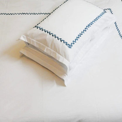Willow Leaves - Pure Linen Embroidered Edge Duvet Cover Sets