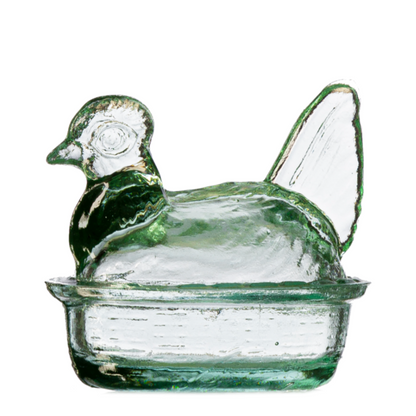 Nesting Hen Bowl & Lid - CLEAR DIAMOND | Hand Blown Glass - Colombia